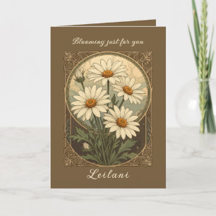 Daisy Art Nouveau Elegantie Geboortemaand Bloem Kaart