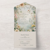 Daisy Art Nouveau Mucha bruiloft All In One Uitnodiging (Binnen)