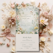 Daisy Art Nouveau Mucha bruiloft All In One Uitnodiging