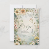  Daisy Art Nouveau Mucha bruiloft RSVP Kaartje (Voorkant)