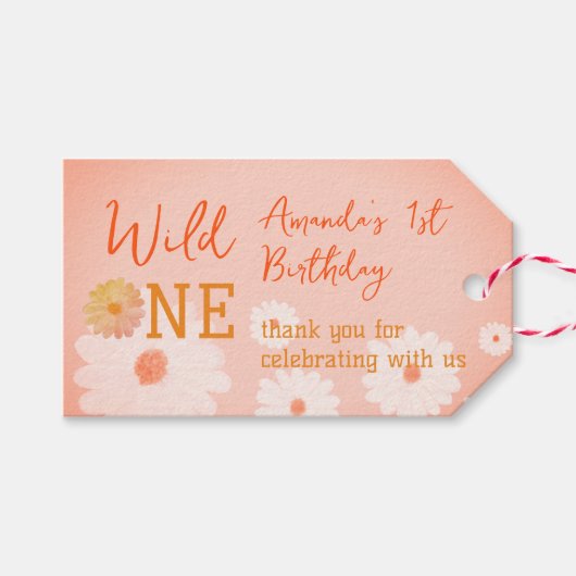 Daisy Baby in Bloom Bloemen Meisje Boho Wild One Cadeaulabel (Voorkant (Horizontaal))