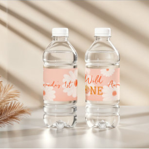 Daisy Baby in Bloom Bloemen Meisje Boho Wild One Waterfles Etiket