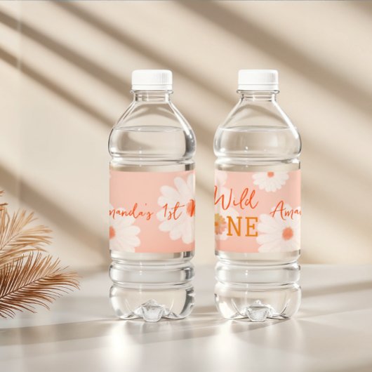Daisy Baby in Bloom Bloemen Meisje Boho Wild One Waterfles Etiket