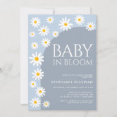 Daisy Baby in Bloom Boho Blue Baby shower Kaart (Voorkant)