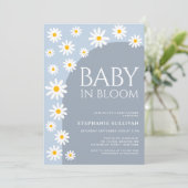 Daisy Baby in Bloom Boho Blue Baby shower Kaart (Staand voorkant)