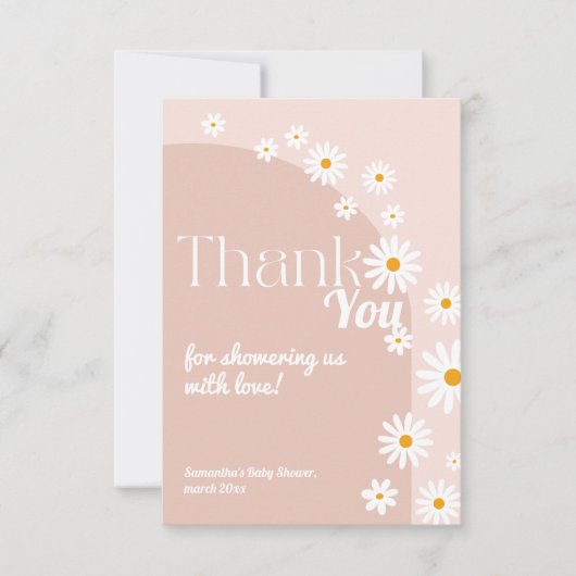 Daisy Baby in bloom Boho Girl Baby shower Bedankkaart (Voorkant)