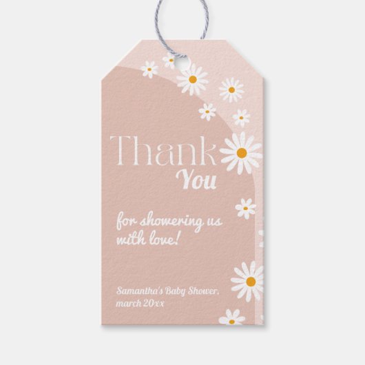 Daisy Baby in bloom Boho Girl Baby shower Dank je Cadeaulabel (Voorkant)