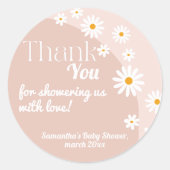 Daisy Baby in bloom Boho Girl Baby shower Dank je Ronde Sticker (Voorkant)