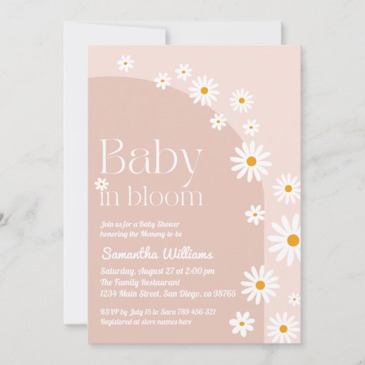 Daisy Baby in bloom Boho Girl Baby shower Kaart (Voorkant)