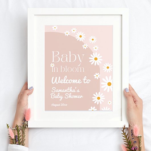 Daisy Baby in bloom Boho Girl Baby shower welkom Poster