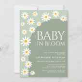 Daisy Baby in Bloom Boho Groen Baby shower Kaart (Voorkant)