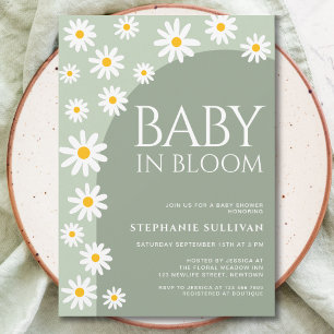 Daisy Baby in Bloom Boho Groen Baby shower Kaart