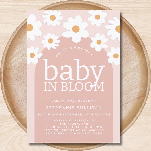 Daisy Baby in Bloom Meisje Baby shower Kaart
