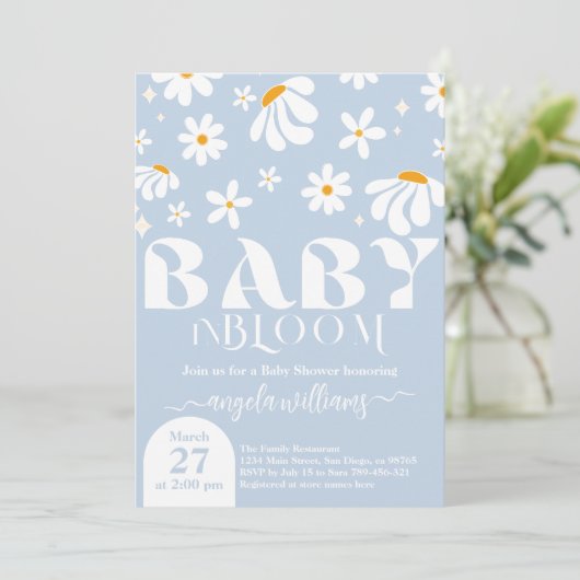 Daisy Baby in bloom Simple boy Baby shower Kaart (Staand voorkant)