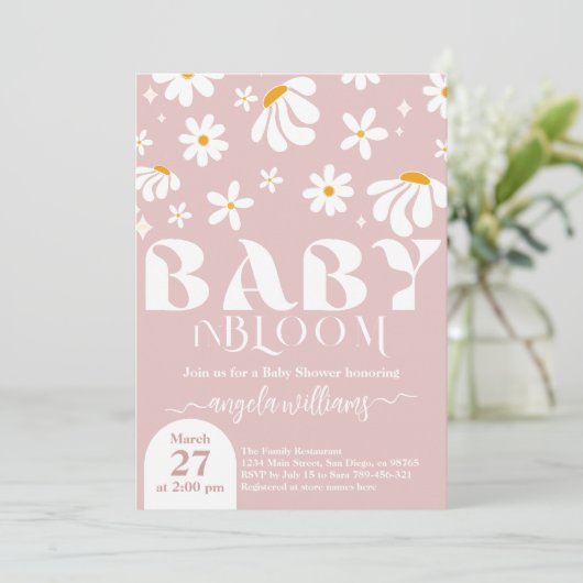 Daisy Baby in bloom Simple Girl Baby shower Kaart (Staand voorkant)