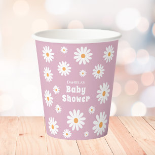 Daisy Baby Meisje Douche Roze Bloem Power Papieren Bekers