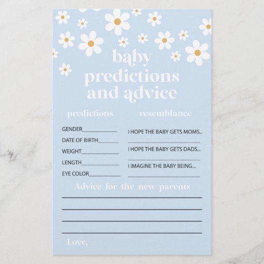 Daisy Baby shower Advies voor Ouders Kaart (Voorkant)