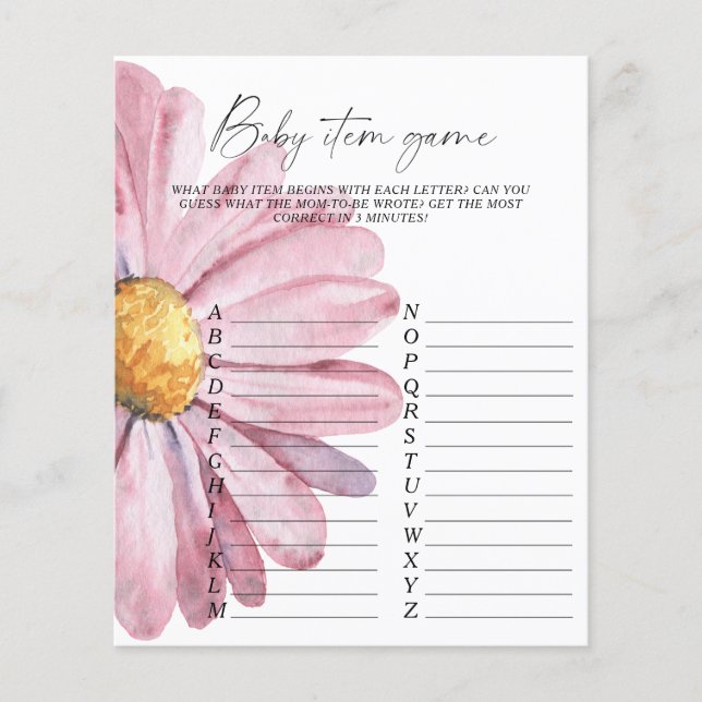 Daisy baby shower - Baby Item Game (Voorkant)