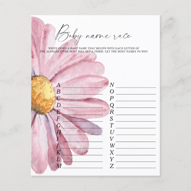 Daisy baby shower - Baby name race game (Voorkant)