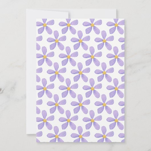 Daisy baby shower baby oh paarse uitnodigingen (Achterkant)