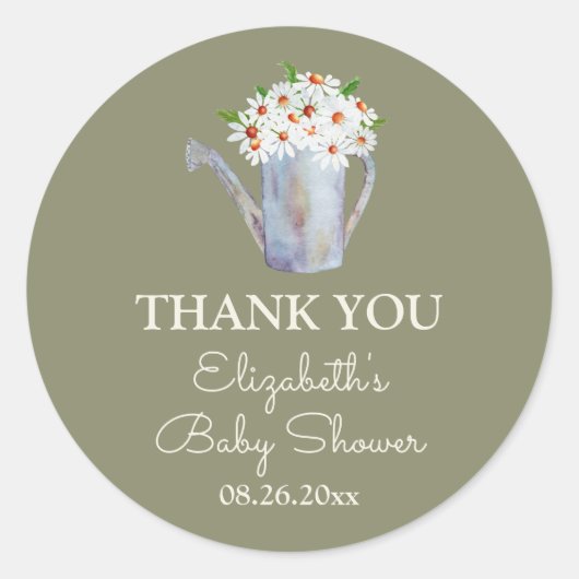 Daisy Baby shower Bedankt Ronde Sticker (Voorkant)