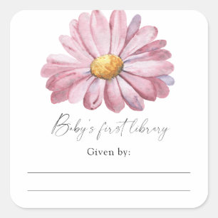 Daisy - Baby shower boekplaat, boeken voor baby Vierkante Sticker