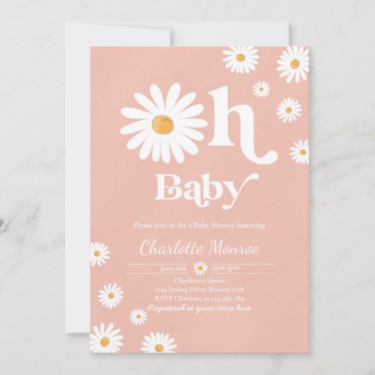 Daisy Baby shower Bohemian Floral Chic Baby shower Kaart (Voorkant)