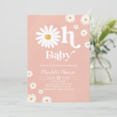 Daisy Baby shower Bohemian Floral Chic Baby shower Kaart (Staand voorkant)