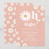 Daisy Baby shower Bohemian Floral Chic Baby shower Kaart (Voorkant / Achterkant)