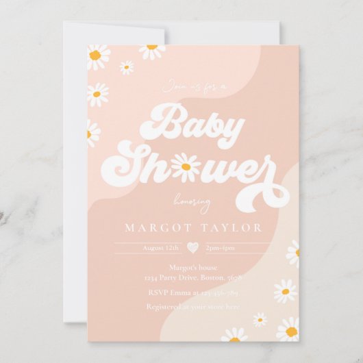 Daisy Baby shower Boho Hippy Vibes Baby shower Kaart (Voorkant)