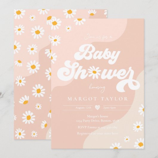 Daisy Baby shower Boho Hippy Vibes Baby shower Kaart (Voorkant / Achterkant)