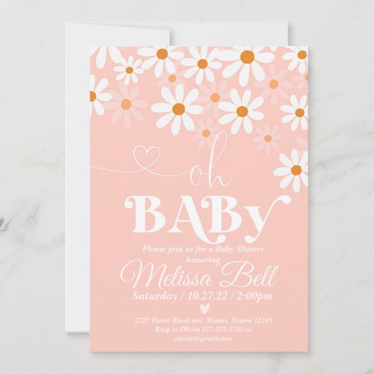 Daisy Baby shower Invitation Boho Retro Daisy Hipp Kaart (Voorkant)