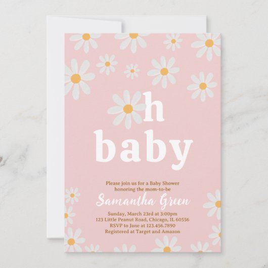 Daisy Baby shower Invitation Kaart (Voorkant)