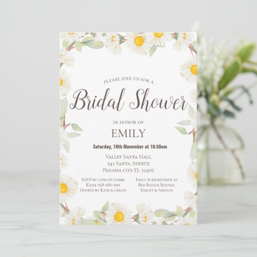 Daisy Baby shower Invitation, Party Invitation Kaart (Staand voorkant)