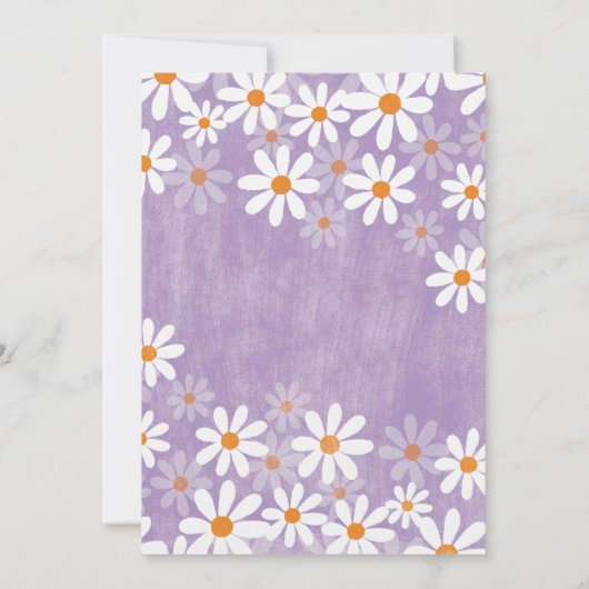Daisy Baby shower Invitation Purpl Boho Retro Dais Kaart (Achterkant)