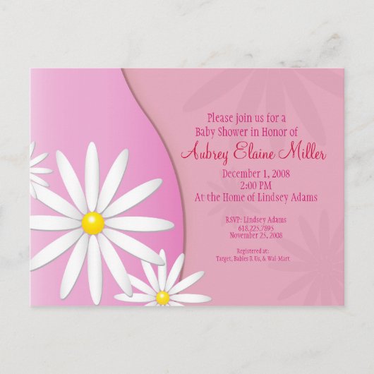 Daisy Baby shower Invitation Uitnodiging Briefkaart (Voorkant)