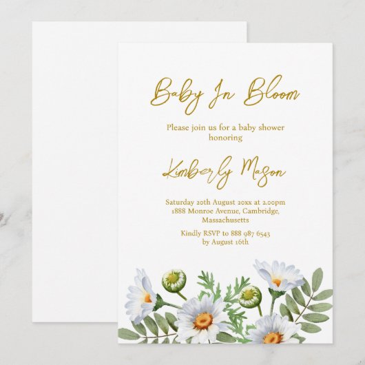 Daisy Baby Shower Kaart (Voorkant / Achterkant)