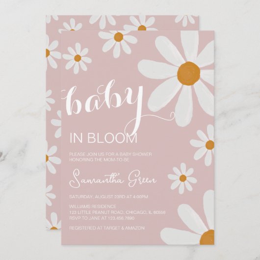 Daisy Baby shower Kaart (Voorkant / Achterkant)