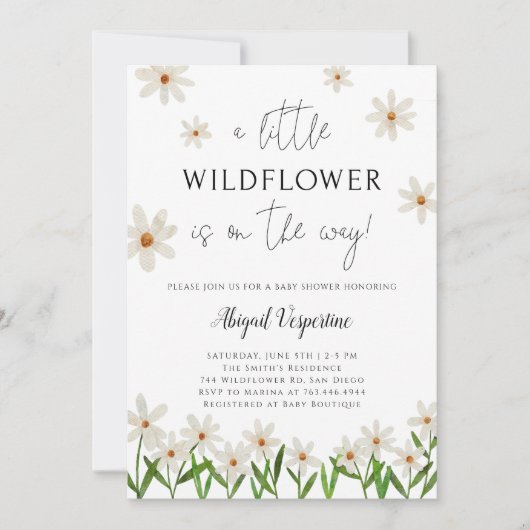 Daisy Baby shower Kaart (Voorkant)