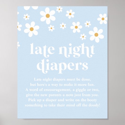 Daisy Baby shower Late Night Luiers Poster (Voorkant)