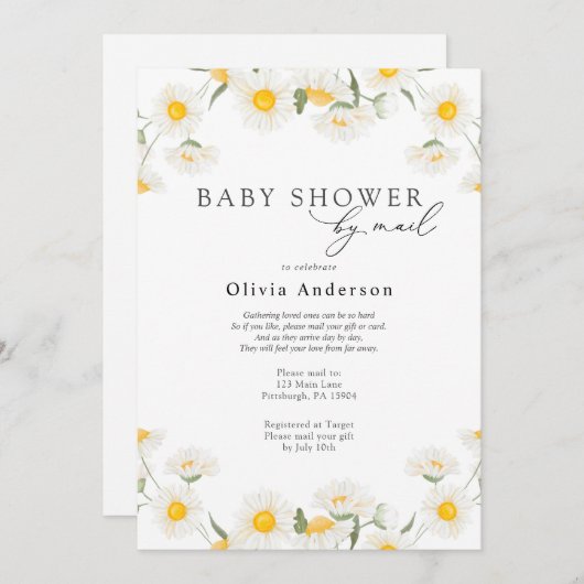 Daisy Baby shower per Mail Kaart (Voorkant / Achterkant)