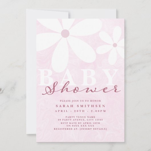 Daisy Baby shower Pinks Kaart (Voorkant)