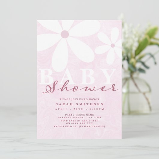 Daisy Baby shower Pinks Kaart (Staand voorkant)