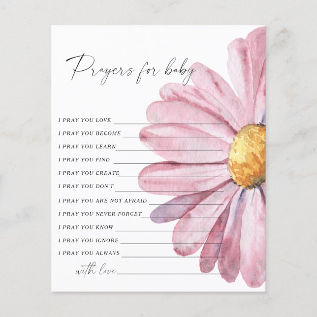 Daisy baby shower - prayers for baby game (Voorkant)