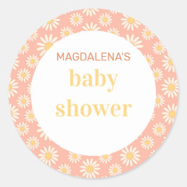 Daisy Baby Shower Ronde Sticker