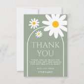 Daisy Baby Shower Sage Green Bedankkaart (Voorkant)