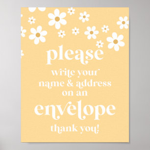 Daisy Baby shower Schrijfadres Jouw naam Poster