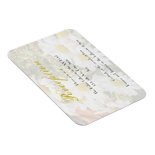 Daisy Background Flows Yellow and Grey Wedding Magneet (Rechterzijde)