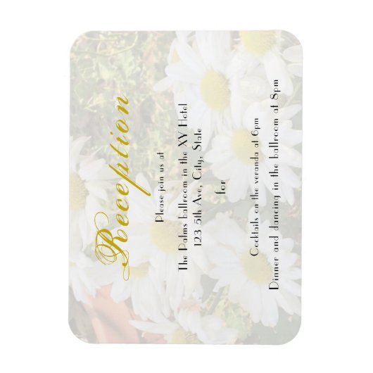 Daisy Background Flows Yellow and Grey Wedding Magneet (Verticaal)