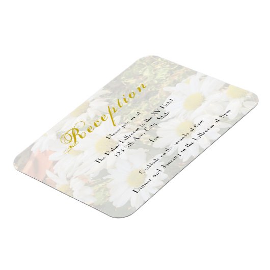 Daisy Background Flows Yellow and Grey Wedding Magneet (Linkerzijde)